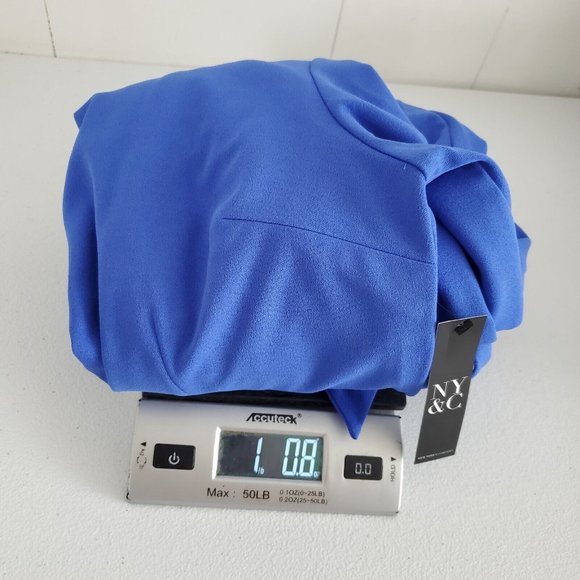 New York and Co Womens Blue Secretary Sheath Dress Size S Peplum Tie Neck - Picture 8 of 9